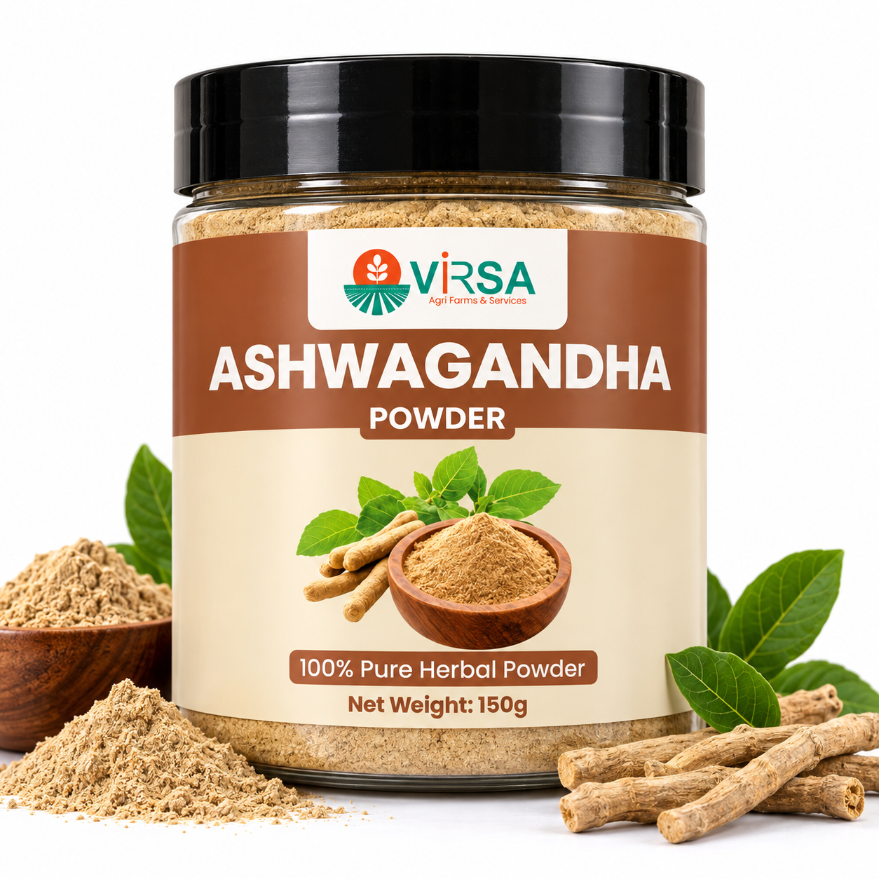 Virsa Pure Ashwagandha Powder — 100% Organic & Pure (150g)