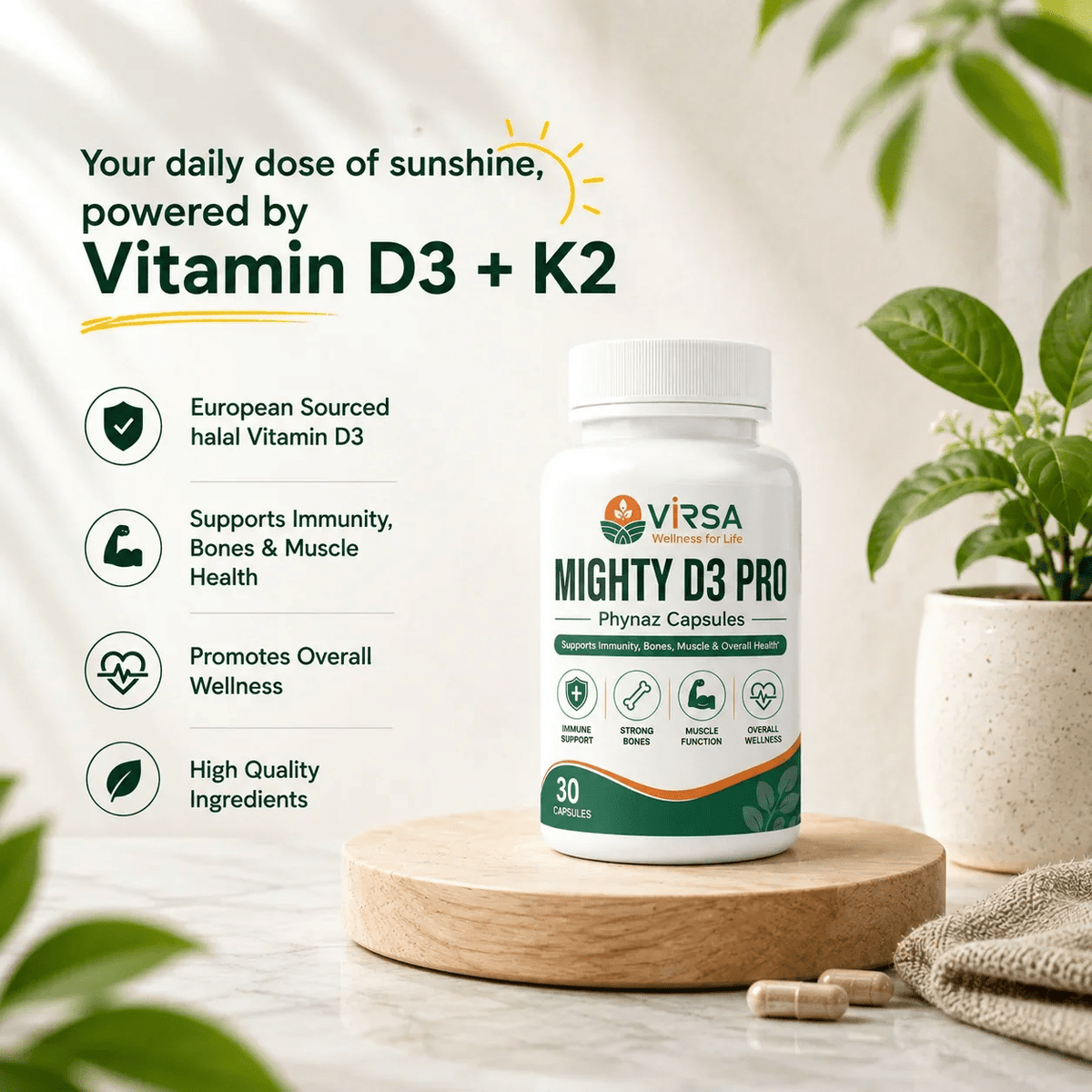 Mighty D3 Pro(Vit D3 + K2) - Virsa