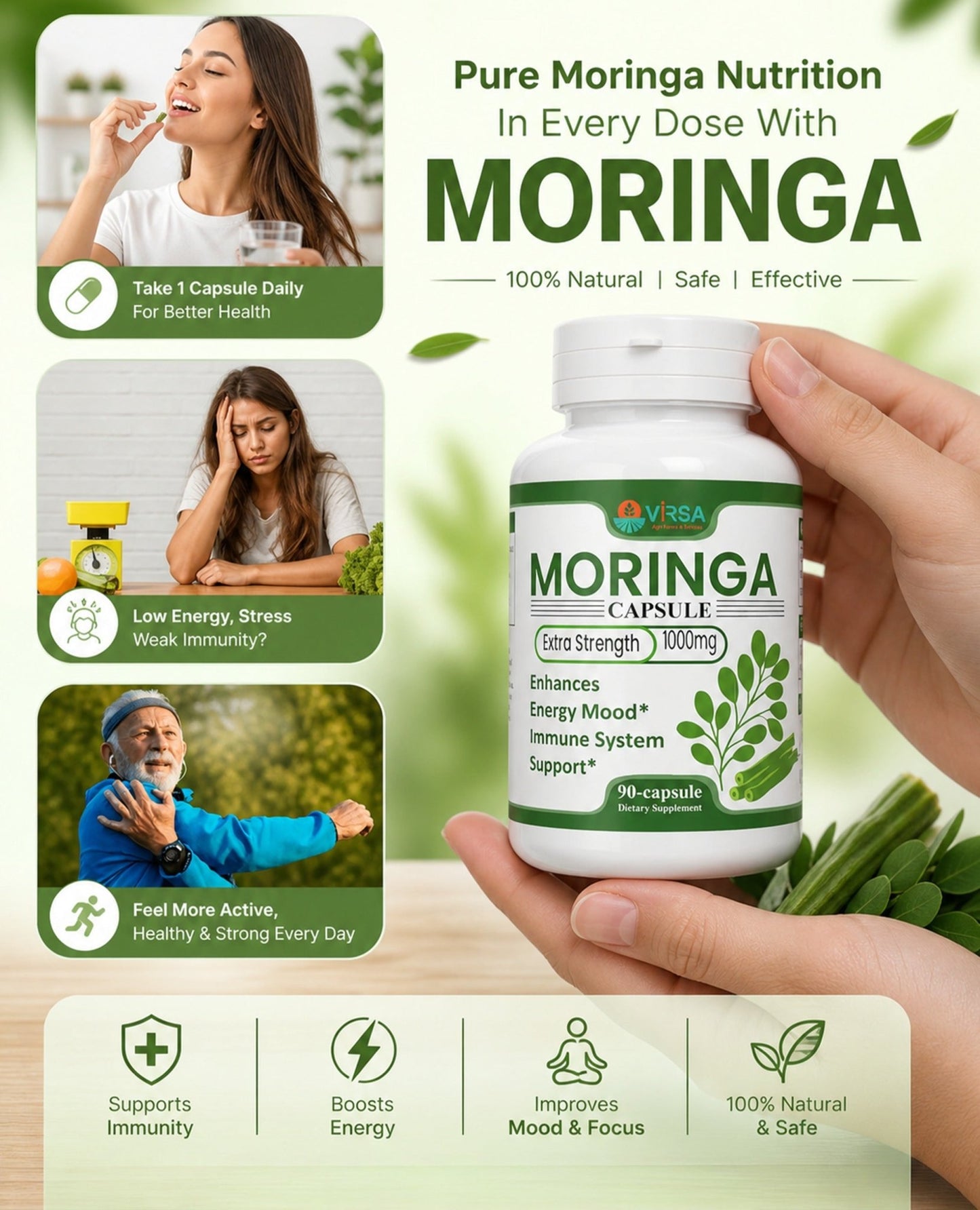 Moringa Capsules (90 capsules x 1g) - Virsa