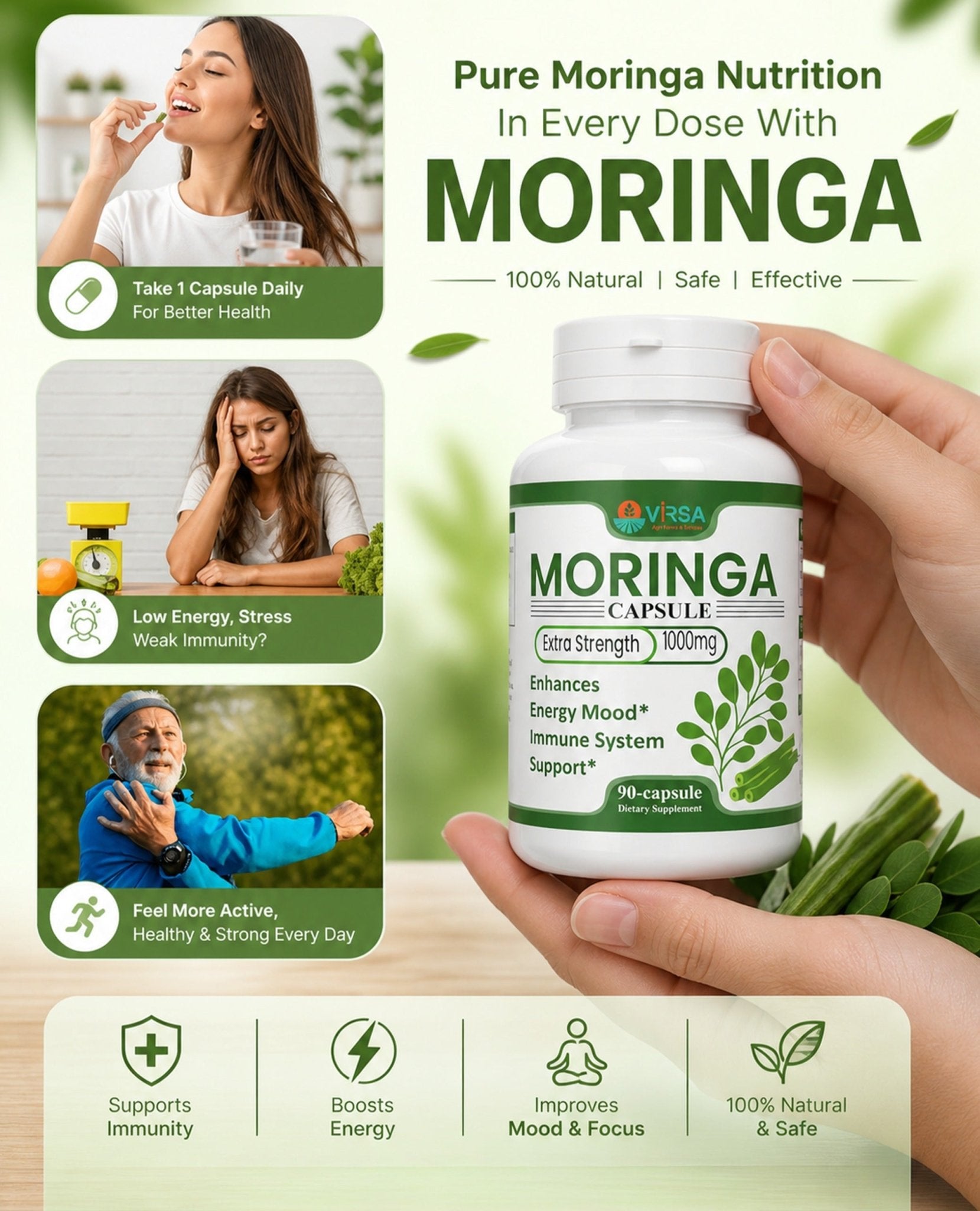 Moringa Capsules (90 capsules x 1g) - Virsa