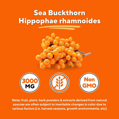 Organic Sea Buckthorn Extract (Crushed Form) with Natural Omega 7 & Omega 3 6 9 for Heart Health, Skin, Immune Support - Virsa