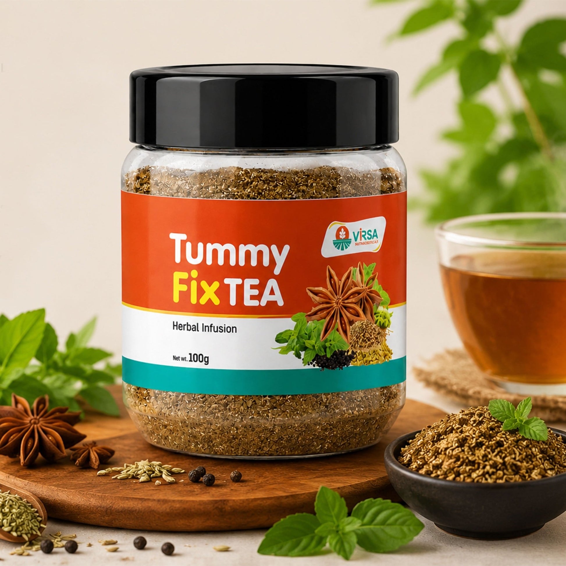Virsa Tummy Fix Tea – Herbal Infusion for Digestion, Gas & Acidity Relief | 100g - Virsa